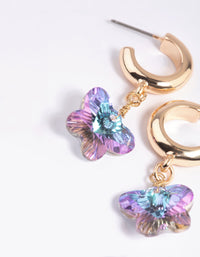 90s Purple Butterfly Huggie Hoop Earrings - link has visual effect only