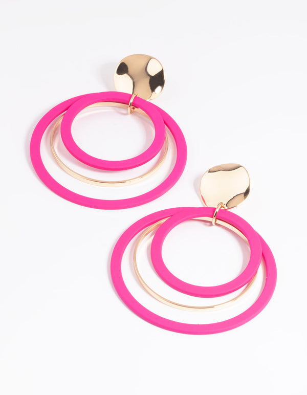 Pink Loop Drop Earrings