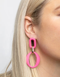 Pink Link Drop Earrings - link has visual effect only