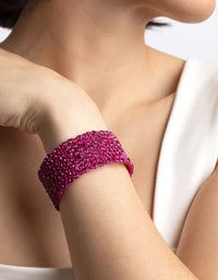 Matte Pink Embellished Stone Stretch Bracelet - link has visual effect only