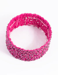 Matte Pink Embellished Stone Stretch Bracelet - link has visual effect only