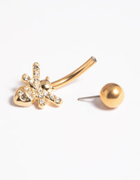 Gold Plated Titanium Threadless Cubic Zirconia Bee Belly Bar - link has visual effect only
