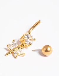 Gold Plated Titanium Threadless Dragonfly Belly Bar - link has visual effect only