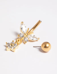 Gold Plated Titanium Threadless Butterfly Belly Bar - link has visual effect only