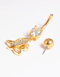 Gold Plated Titanium Threadless Pave Butterfly Belly Bar - link has visual effect only