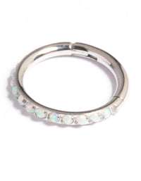 Platinum Plated Titanium Opal Clicker Ring - link has visual effect only
