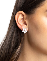 Silver Cubic Zirconia Flower Stud Earrings - link has visual effect only