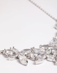 Rhodium Cubic Zirconia Floral Necklace - link has visual effect only