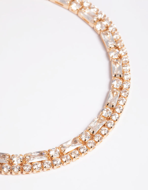 Gold Cubic Zirconia Statement Bracelet