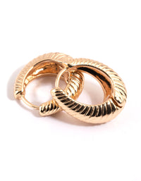 Gold Croissant Oval Huggie Hoop Earrings - link has visual effect only