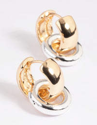 Gold Circular Huggie Hoop Earrings - link has visual effect only