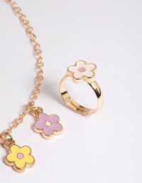Kids Pastel Daisy Necklace & Ring Set - link has visual effect only