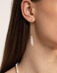 Gold Plated Rose Quartz Thread Through Earrings - link has visual effect only