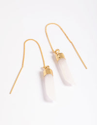 Gold Plated Rose Quartz Thread Through Earrings - link has visual effect only