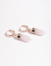 Rose Gold Plated Quartz Huggie Hoop Earrings - link has visual effect only