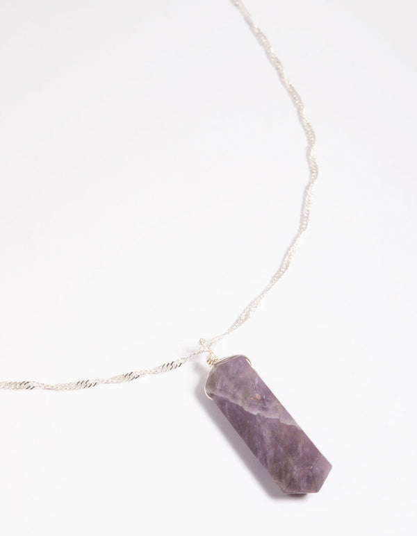 Silver Plated Amethyst Chain Necklace