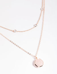 Rose Gold Plated Cubic Zirconia & Quartz Layered Necklace - link has visual effect only