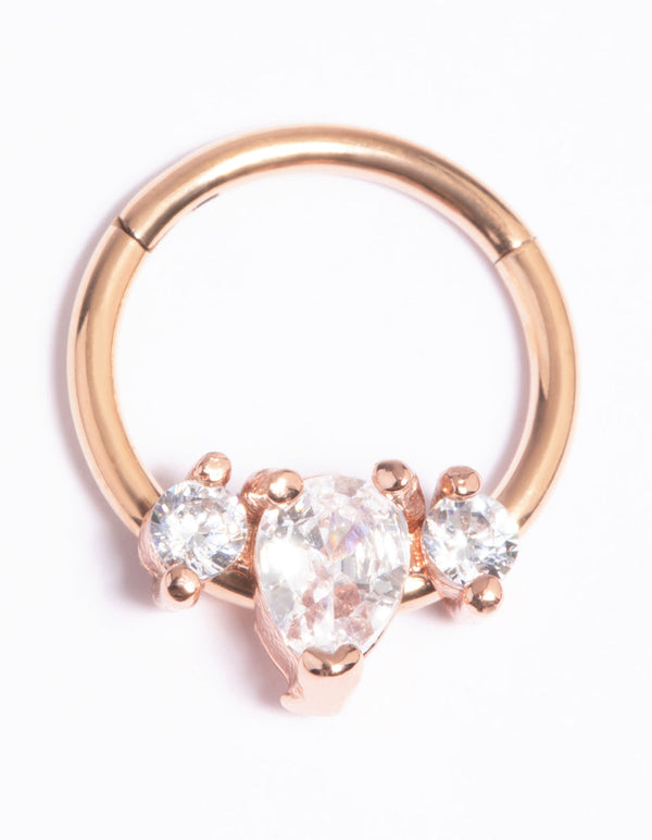 Rose Gold Plated Titanium Marquise Clicker Ring