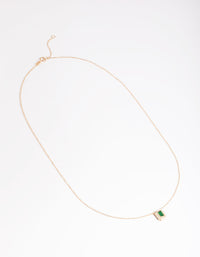 Gold Plated Sterling Silver Green Baguette Necklace - link has visual effect only