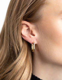 Gold Plated Rectangle Hoop Earrings - link has visual effect only