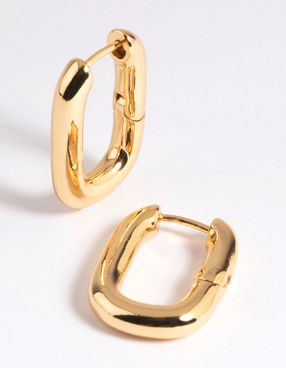 Gold Plated Rectangle Hoop Earrings