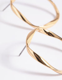 Gold Plated Twisted Square Hoop Earrings - link has visual effect only