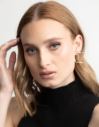 Gold Plated Twisted Square Hoop Earrings - link has visual effect only