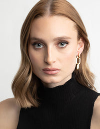 Gold Plated Rectangle Drop Earrings - link has visual effect only