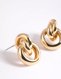 Gold Plated Door Knocker Stud Earrings - link has visual effect only