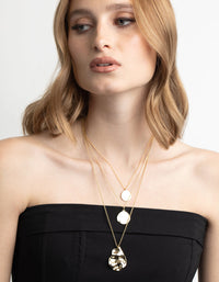Gold Plated Molten Layered Necklace Pack - link has visual effect only