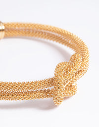 Gold Plated Knotted Cuff Bangle Bracelet - link has visual effect only