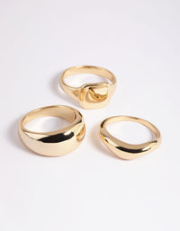 Gold Plated Dome & Signet Ring Stack Pack - link has visual effect only
