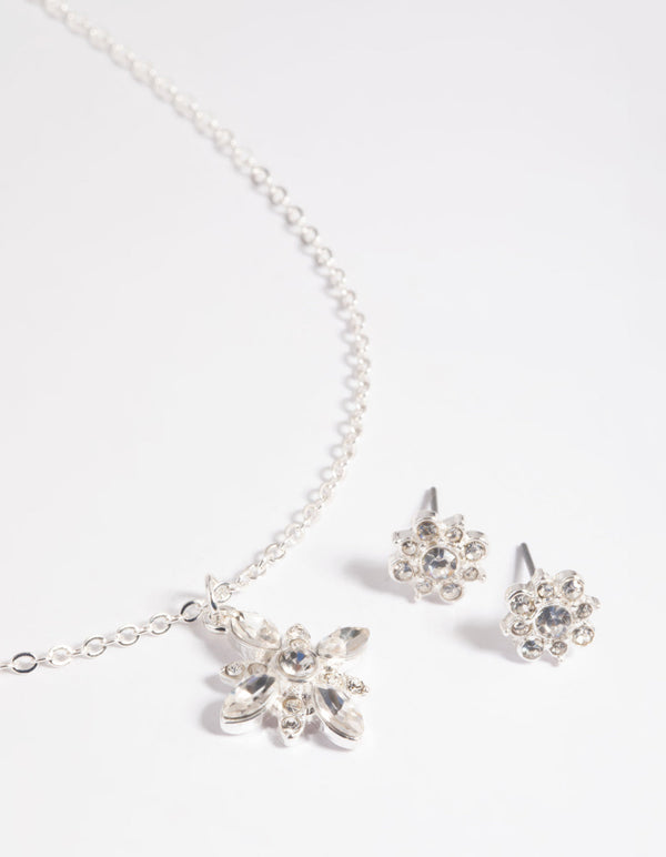 Pretty Flower Necklace & Earrings Set