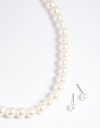 Gold Pearl Necklace & Earring Set - link has visual effect only