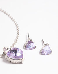 Lilac Heart Necklace & Earrings Set - link has visual effect only