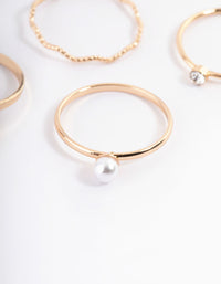 Gold Dainty Pearly Ring 6-Pack - link has visual effect only