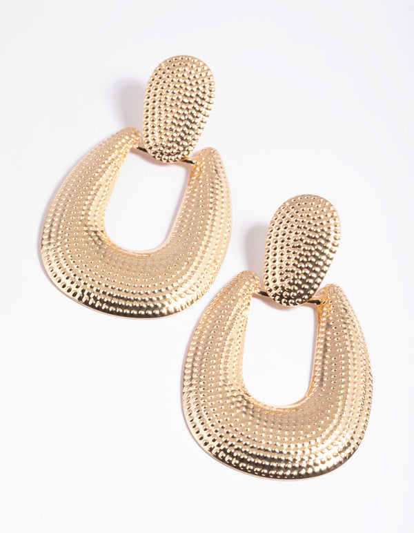 Gold Dot Textured & Drop Earrings