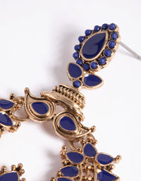 Blue Beaded Statement Fan Drop Earrings - link has visual effect only