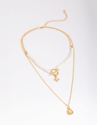 Gold Plated Freshwater Pearl Fob Necklace - link has visual effect only