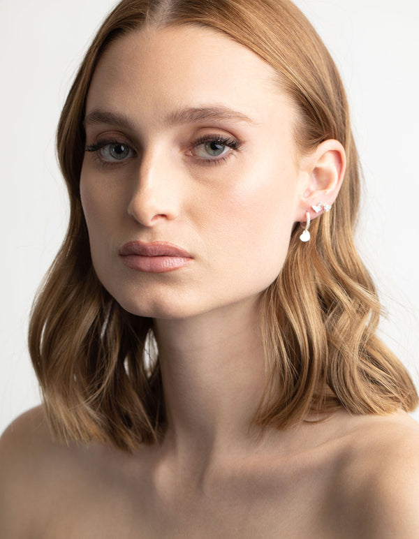 Silver Plated Brass  Butterfly & Heart Earring Stack 6-Pack