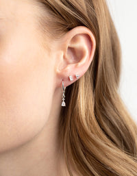 Silver Plated Pear Huggie Hoop Earring Stack 6-Pack - link has visual effect only