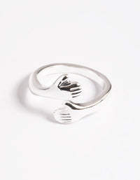 Silver Plated Hugging Hands Ring - link has visual effect only
