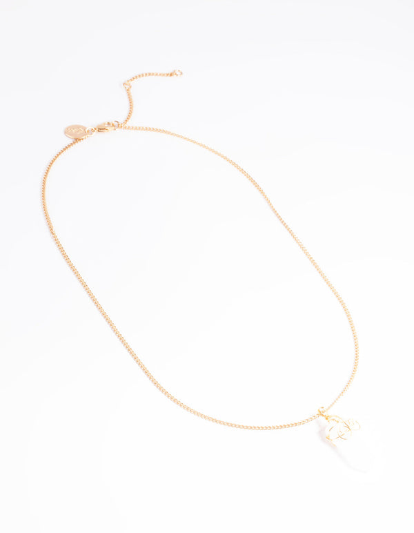Gold Clear Quartz Shard Necklace