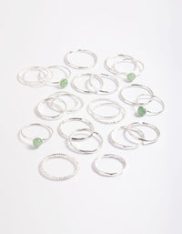 Silver Green Aventurine Ring Stack Pack - link has visual effect only