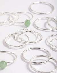 Silver Green Aventurine Ring Stack Pack - link has visual effect only