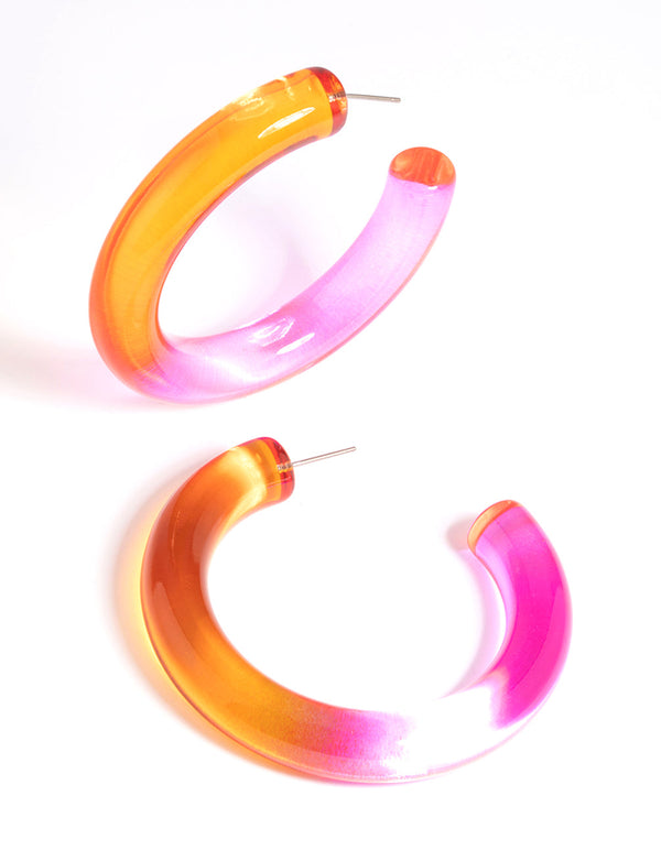 Pink Tube 62mm Hoop Earrings