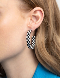 90s Black & White Checked Hoop Earrings - link has visual effect only