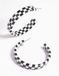 90s Black & White Checked Hoop Earrings - link has visual effect only