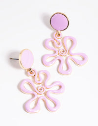 90s Purple Flower Drop Earrings - link has visual effect only