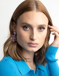 90s Purple Flower Drop Earrings - link has visual effect only
